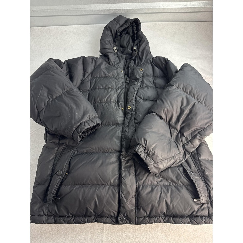Calvinโ Klein Jacket Mens XL Black Down Puffer Hooded Nylon Winter Warm Coat